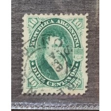 ARGENTINA 1867 GJ 39c PAPEL GRUESO Y LISTADO VERTICAL RARISIMO U$ 100